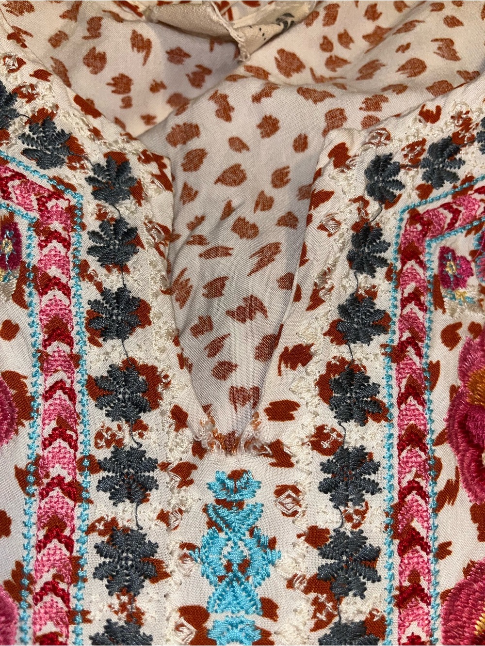 Savanna Jane Cream Tunic with Pink, Teal & Yellow Embroidery - Picture 8 of 8